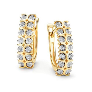 Серьги с английским замком из желтого золота