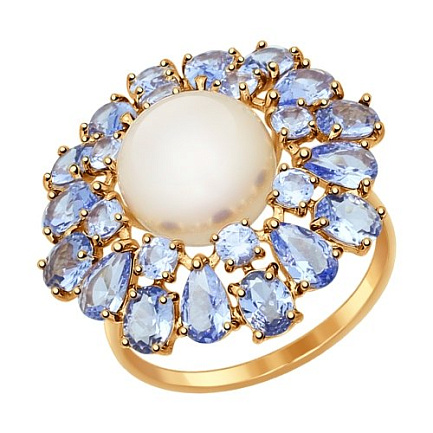 Кольцо из красного золота с жемчугом