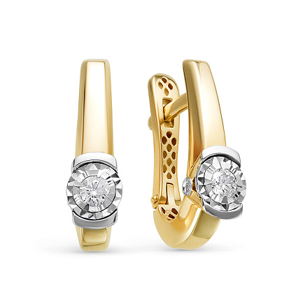 Серьги из желтого золота с бриллиантами