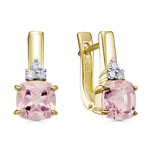 Серьги с английским замком из желтого золота с бриллиантами