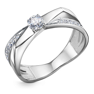 Кольцо помолвочное из белого золота с бриллиантом