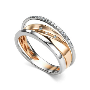 Кольцо из красного золота с бриллиантом