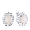 Серьги с английским замком из серебра с опалом