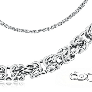 Браслет ручной работы из серебра, плетение византийское