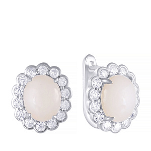 Серьги с английским замком из серебра с опалом