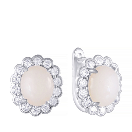 Серьги с английским замком из серебра с опалом