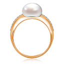 Кольцо из красного золота с жемчугом, фианитом