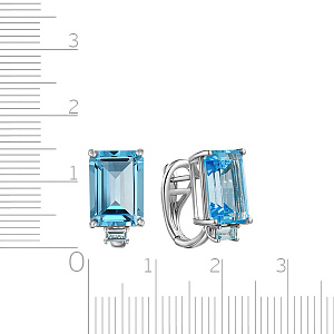 Серьги с английским замком из белого золота с аквамарином