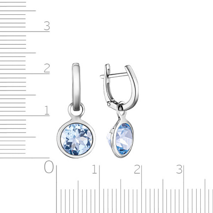 Серьги с английским замком из белого золота с топазом