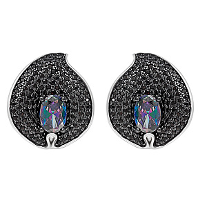 Серьги с английским замком из серебра с фианитами