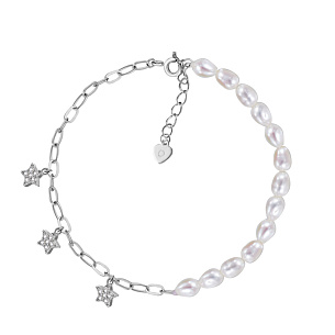 Браслет декоративный из серебра с фианитом