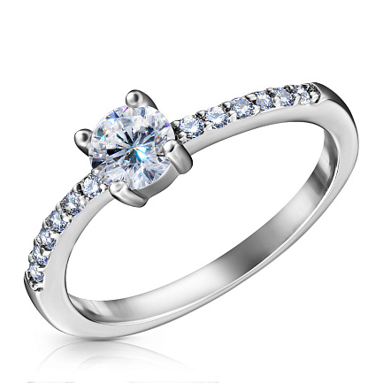 Кольцо из серебра с фианитом