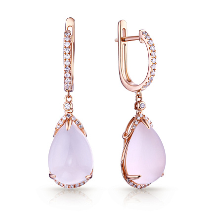 Серьги с английским замком из красного золота с бриллиантами