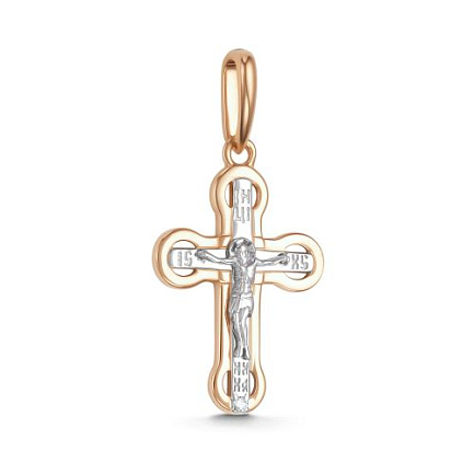 Крест из красного золота с бриллиантом