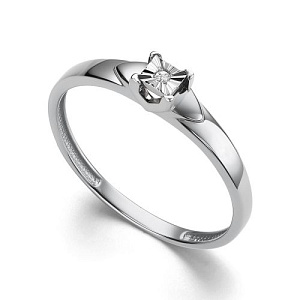 Кольцо из белого золота с бриллиантом