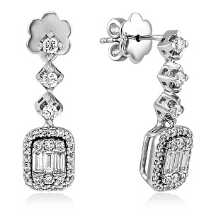 Серьги из белого золота с бриллиантом