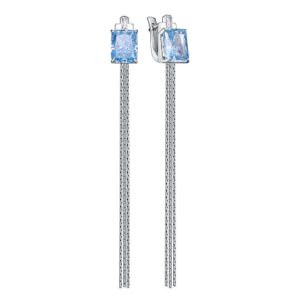 Серьги с английским замком из серебра с фианитами