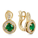 Серьги с английским замком из желтого золота с бриллиантами