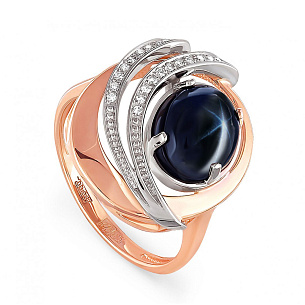 Кольцо из красного золота с сапфиром