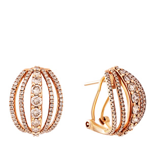 Серьги из красного золота с бриллиантом