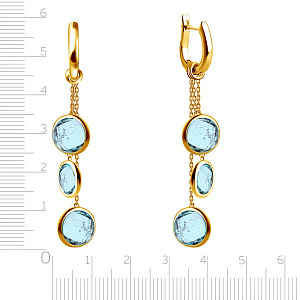 Серьги с английским замком из желтого золота с топазами