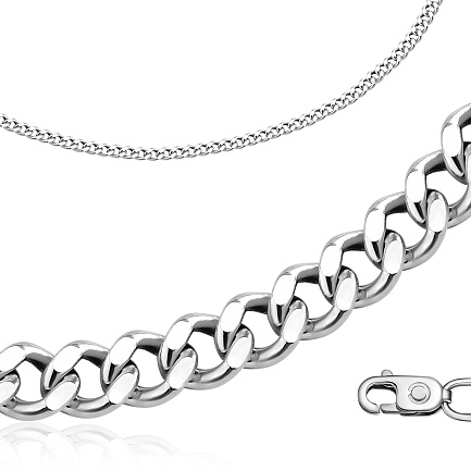 Цепь автомат из серебра, плетение панцирное