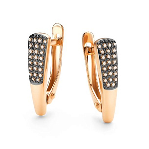 Серьги с английским замком из красного золота с бриллиантом