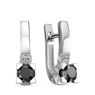 Серьги с английским замком из белого золота с бриллиантом