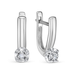 Серьги из белого золота с бриллиантом