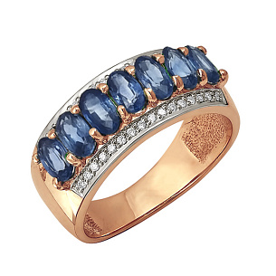 Кольцо из красного золота с сапфиром
