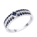 Кольцо из белого золота с бриллиантами, сапфиром