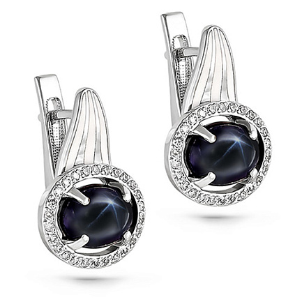 Серьги с английским замком из белого золота с бриллиантами