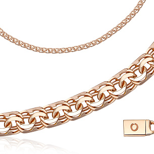 Цепь ручной работы из красного золота, плетение шпрингелевое