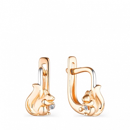 Серьги из красного золота с бриллиантами