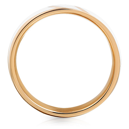 Кольцо обручальное из красного золота с бриллиантом, керамикой