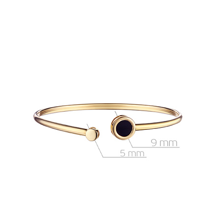 Браслет декоративный из желтого золота с ониксом