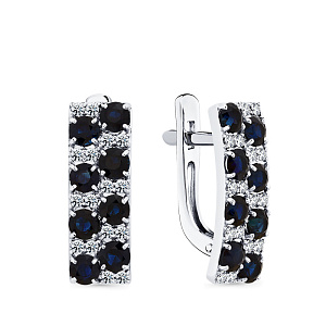 Серьги с английским замком из белого золота с бриллиантами