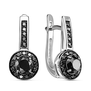 Серьги с английским замком из белого золота с бриллиантами