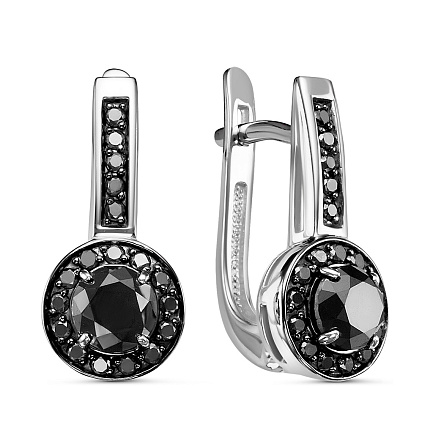 Серьги с английским замком из белого золота с бриллиантами