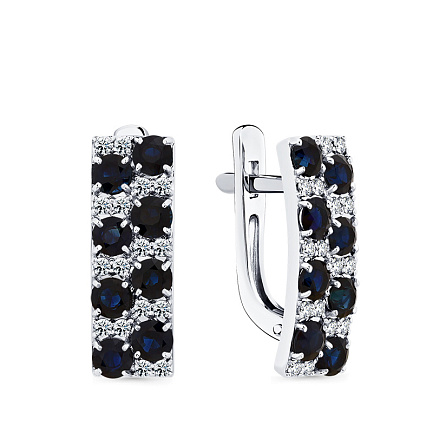 Серьги с английским замком из белого золота с бриллиантами