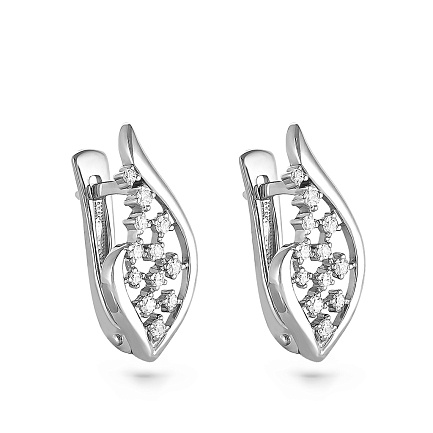 Серьги с английским замком из серебра с фианитами