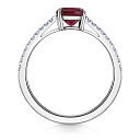 Кольцо из белого золота с бриллиантами, родолитом