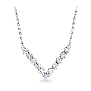 Колье из белого золота с бриллиантом, плетение якорное