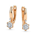 Серьги с английским замком из красного золота с бриллиантами