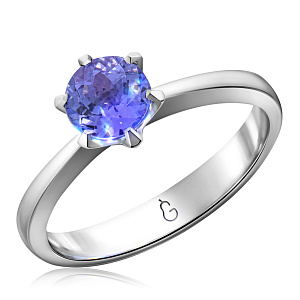 Кольцо из белого золота с танзанитом