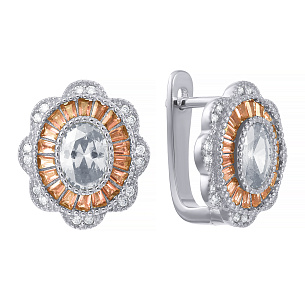 Серьги с английским замком из серебра с фианитом