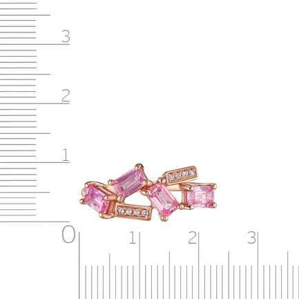 Кольцо из красного золота с бриллиантами, сапфиром