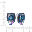 Серьги из белого золота с аметистами, сапфирами