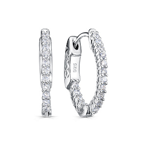 Серьги с английским замком из серебра с фианитами