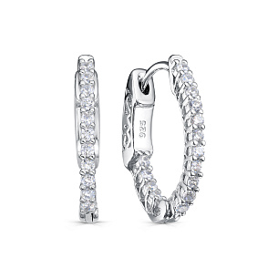 Серьги с английским замком из серебра с фианитом